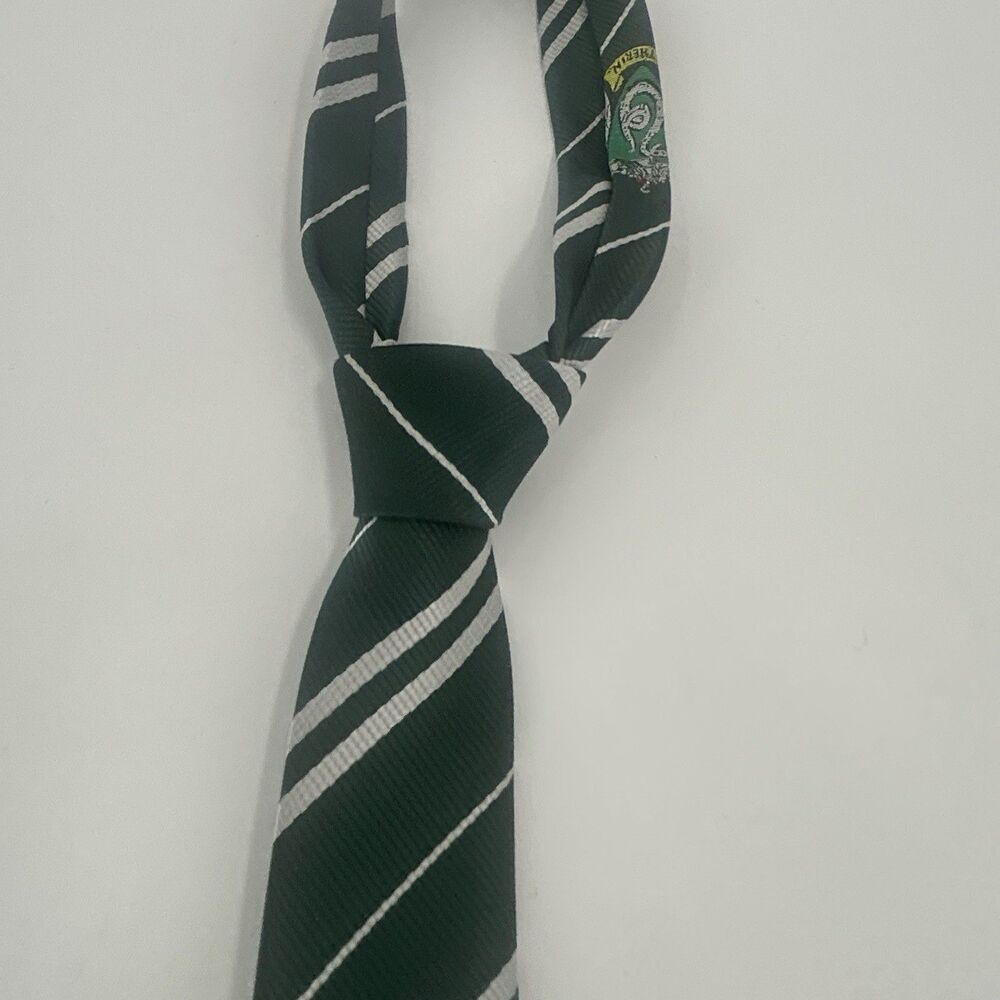 Harry Potter Slytherin Neck Tie Costume Dress Up Accessory Cos-Play Wizard Green - Picture 3 of 5